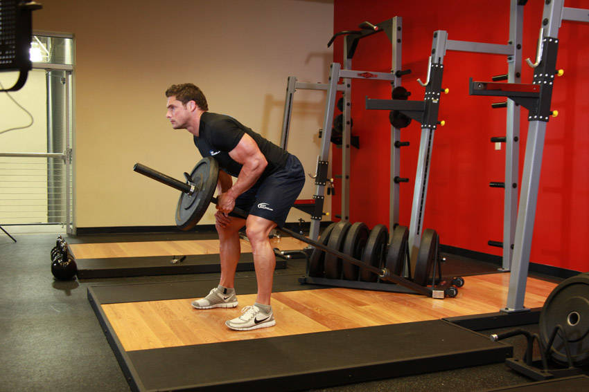 Bent-Over Row Long-Bar Single-Arm (Barbell)