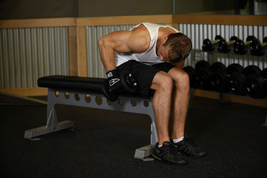 Seated Bent-Over One-Arm Dumbbell Triceps Extension